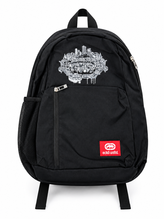 Ecko Unltd Graphic Logo City Skyline Backpack - Black