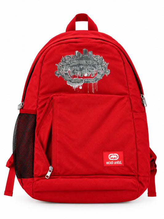 Ecko Unltd Graphic Logo City Skyline Backpack - Red