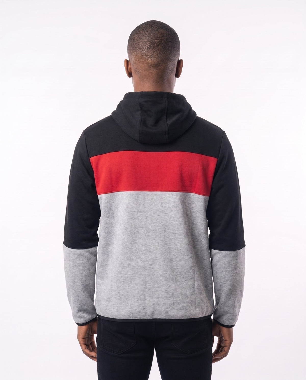 Akademiks Colour Block Zip Hoodie - Red/Grey