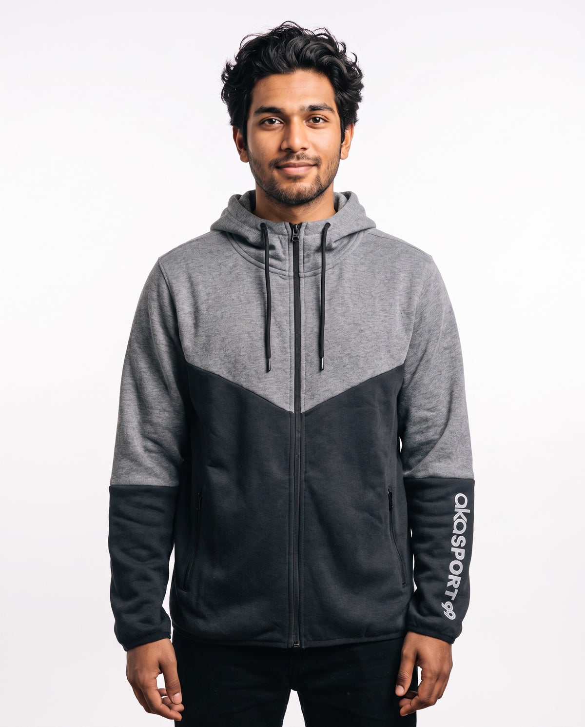 Akademiks Sport Zip Hoodie - Grey/Black