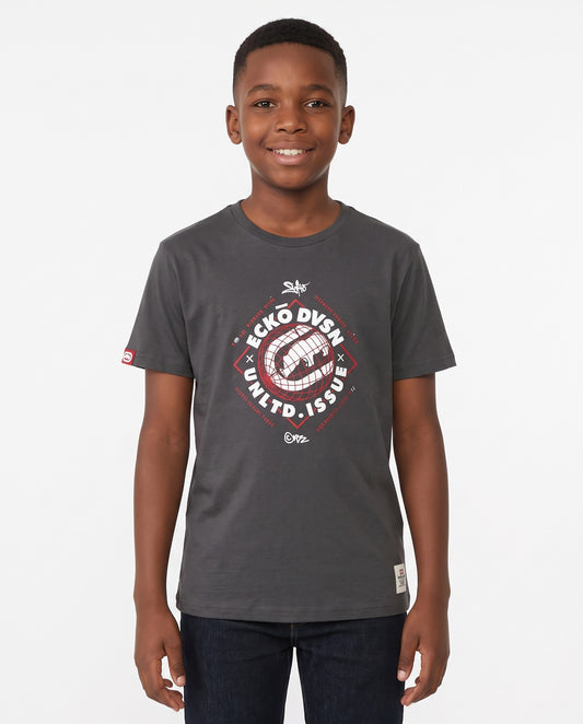 Ecko Unltd Containing Red, White, and Black Design Elements Boys Logo Tee - Charcoal
