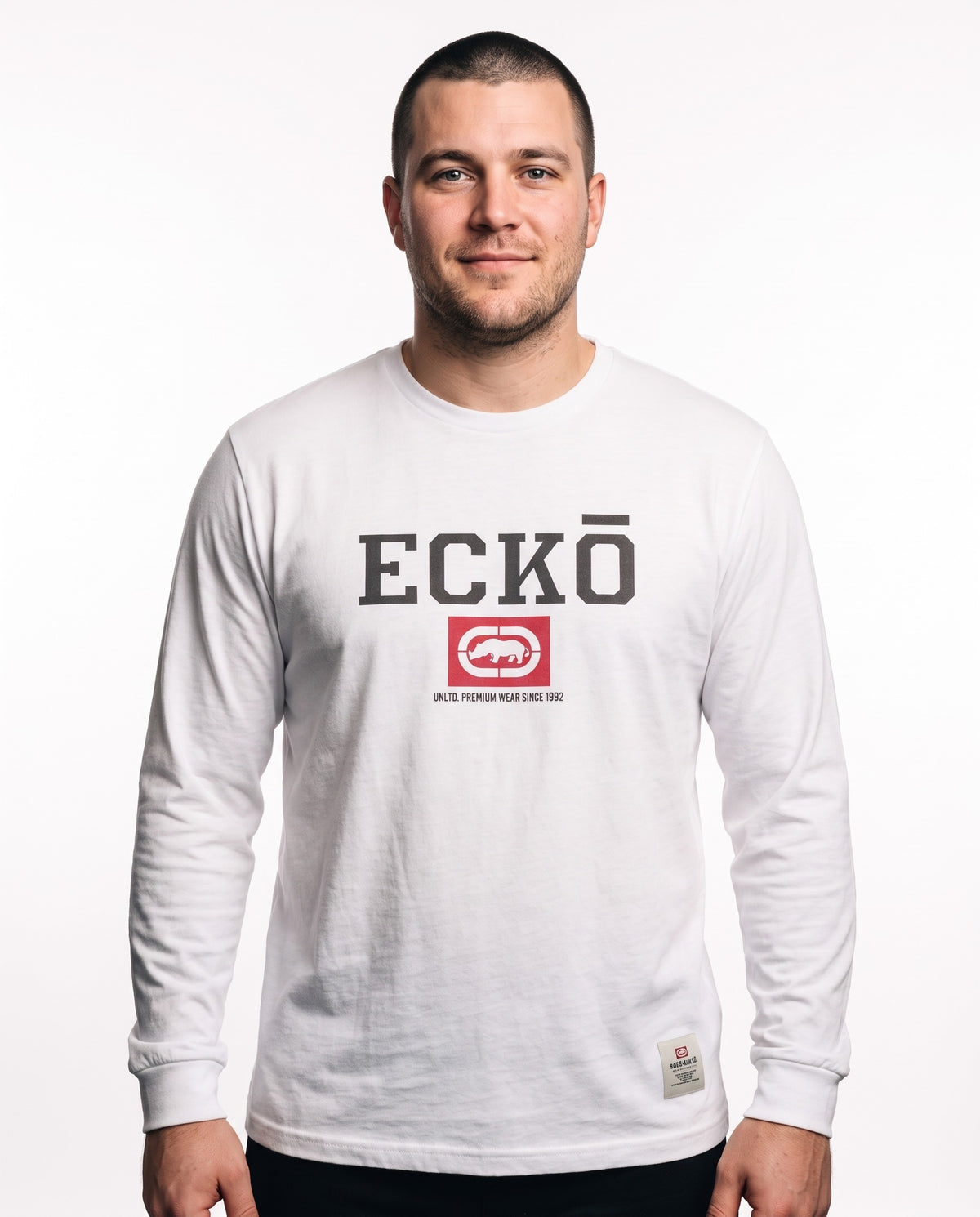 Ecko Unltd Collegiate Logo Long Sleeve Tee - White
