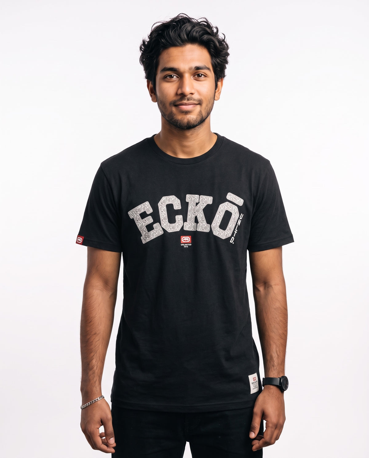 Ecko Unltd Collegiate Logo Tee - Black