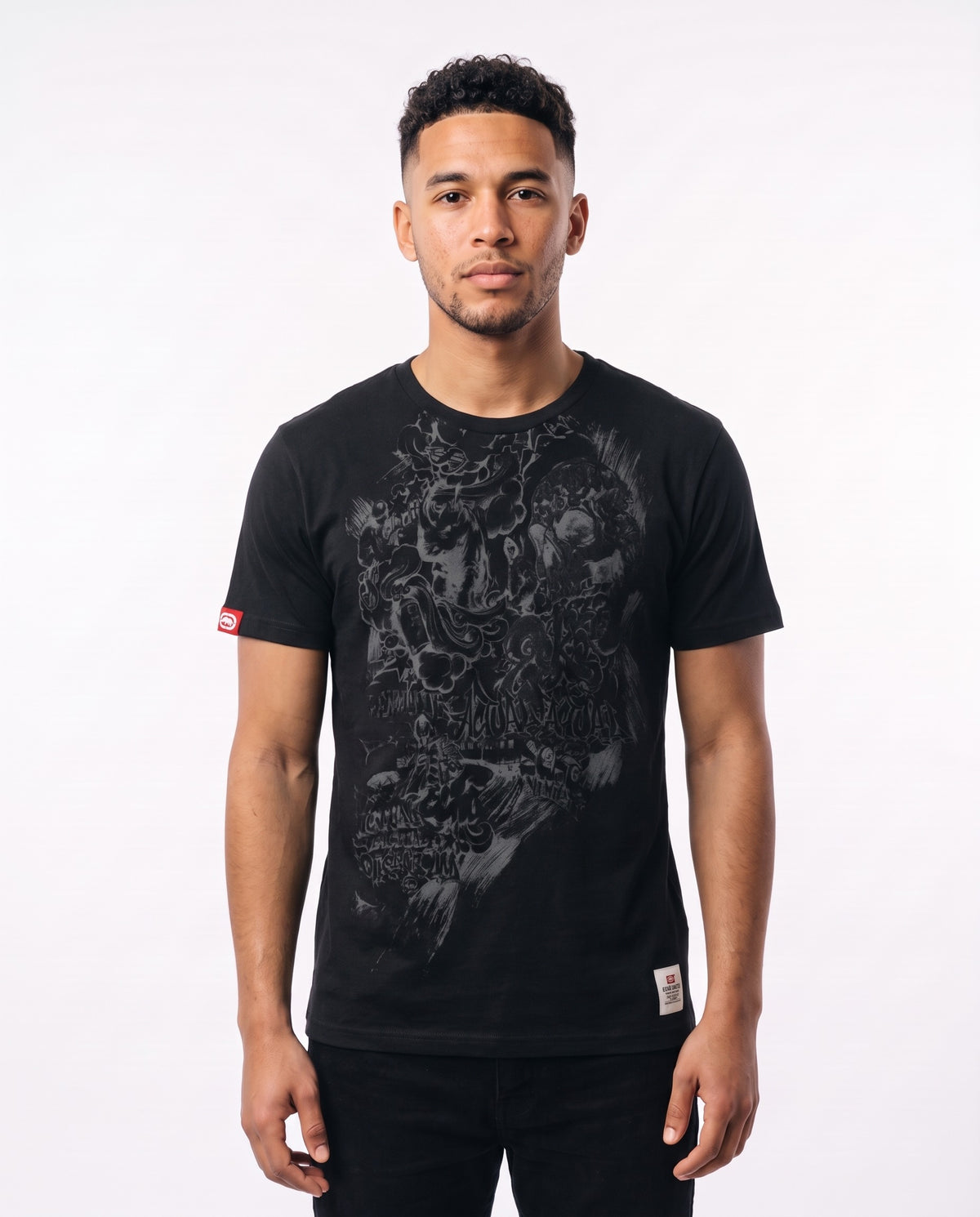 Ecko Unltd Skull Graffiti Tee - Black