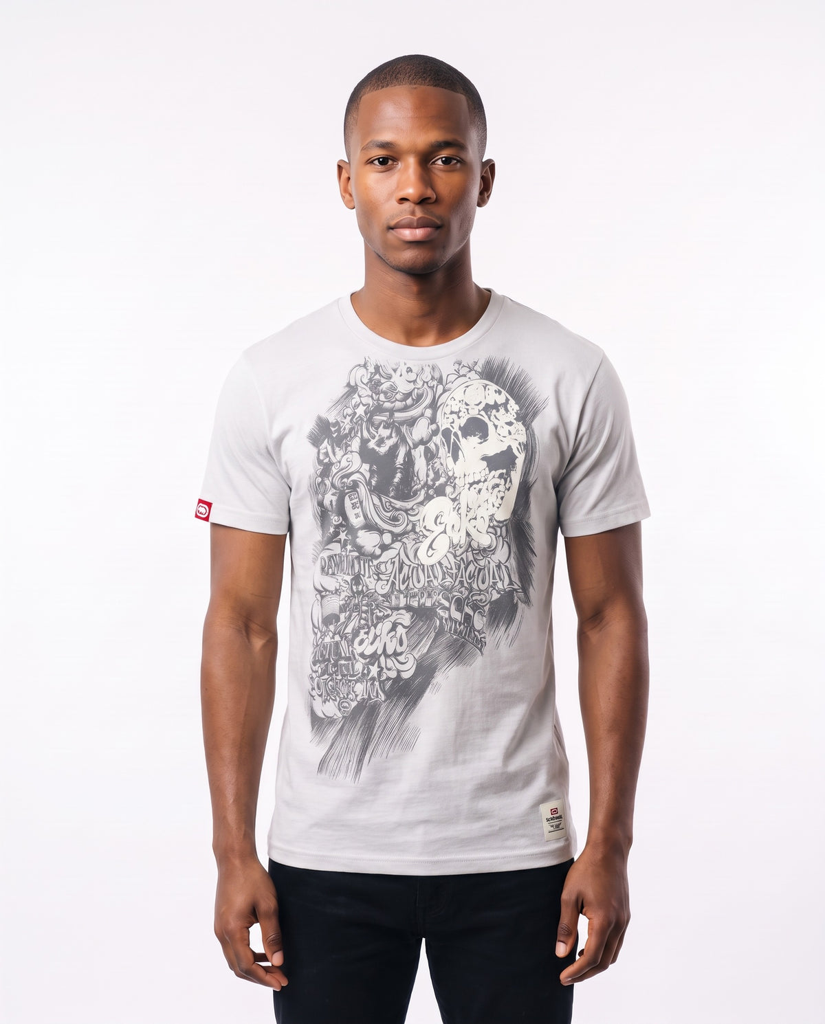 Ecko Unltd Skull Graffiti Tee - White