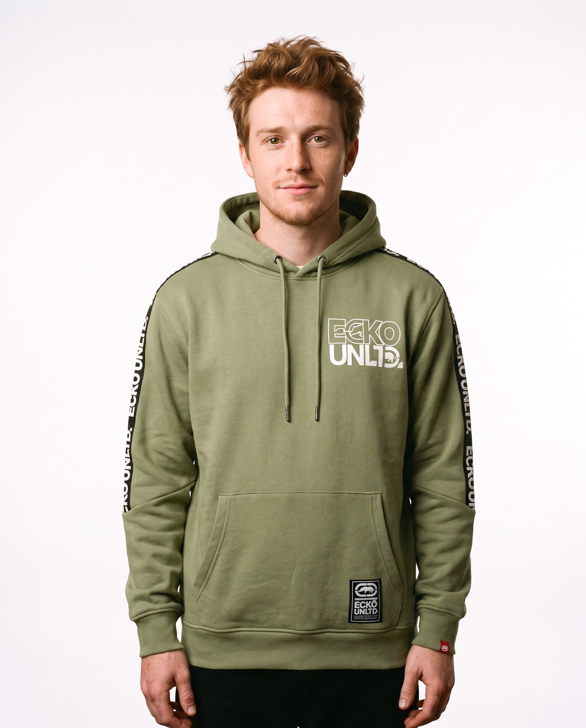 Ecko Unltd Taped Sleeve Hoodie - Olive
