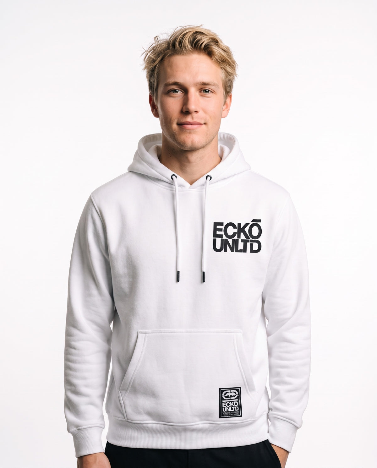 Ecko Unltd Stacked Logo Hoodie - White