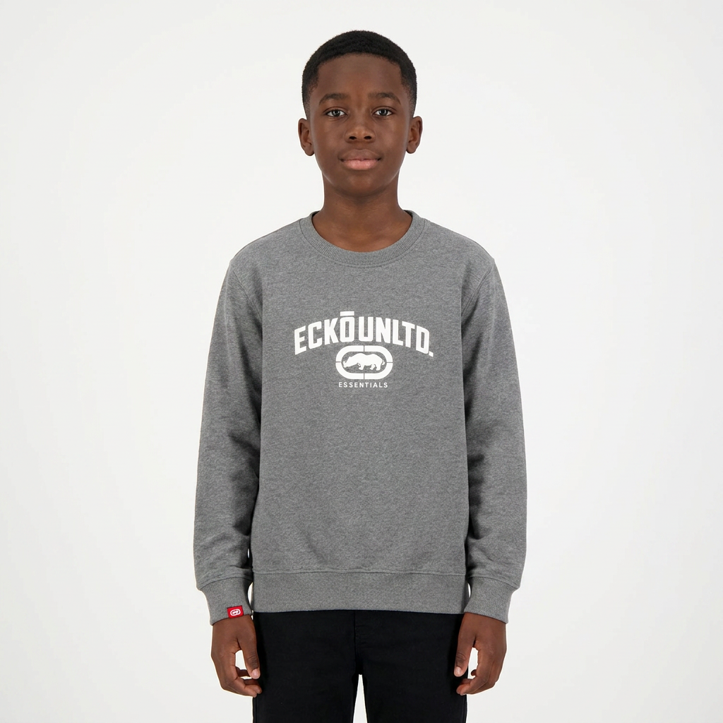 Ecko Unltd Boys Arch Logo Crewneck Sweater - Grey